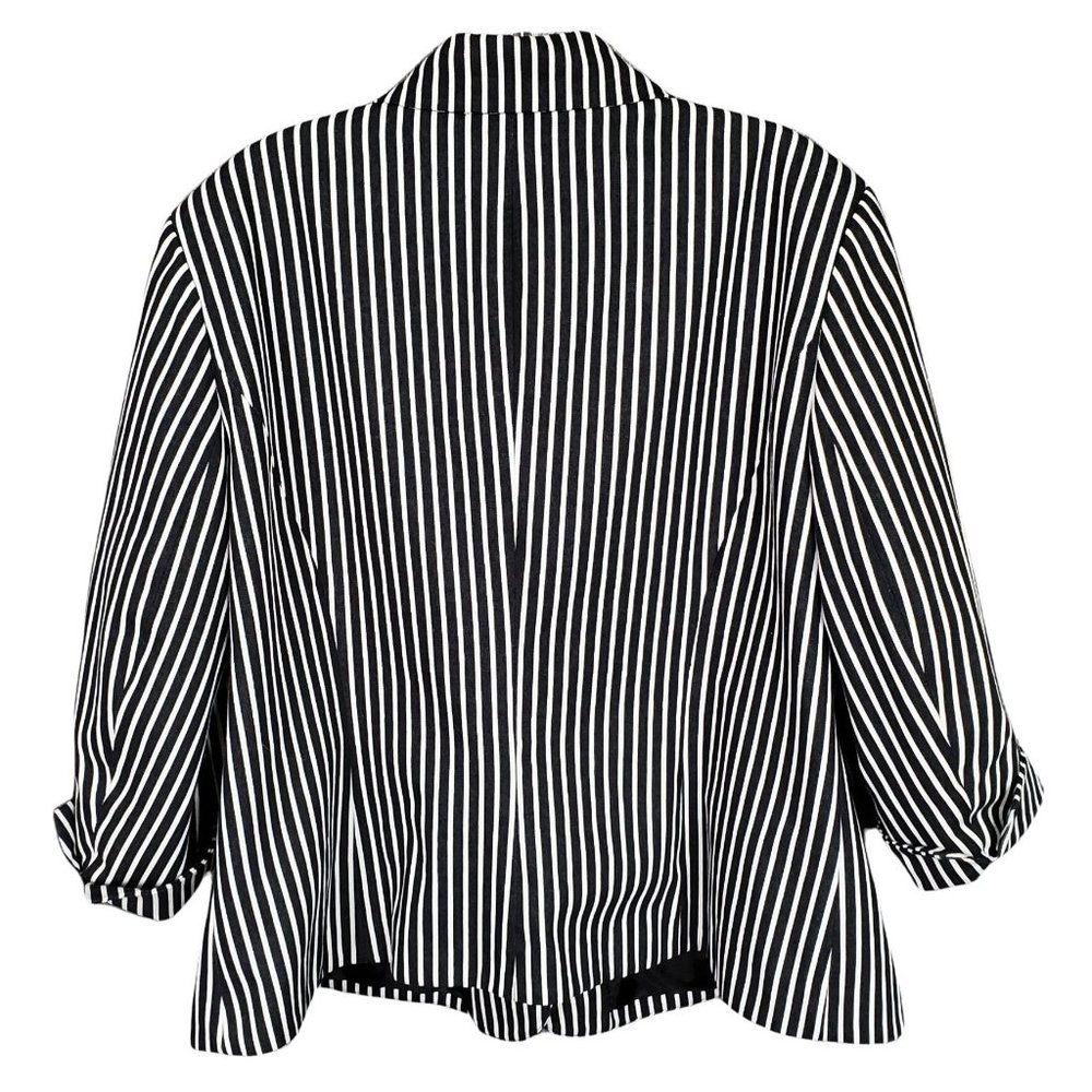Chaps Size 2X Blazer Beverly Hills Cotton Stripe Cuffed Sleeves Shaped Fit Black - Picture 3 of 8